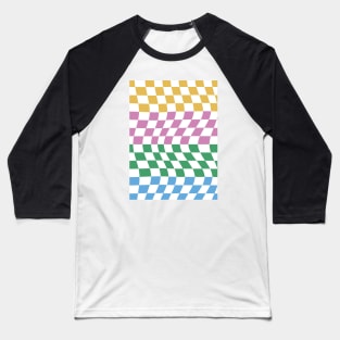 Colorful Checkerboard Pattern 1 Baseball T-Shirt